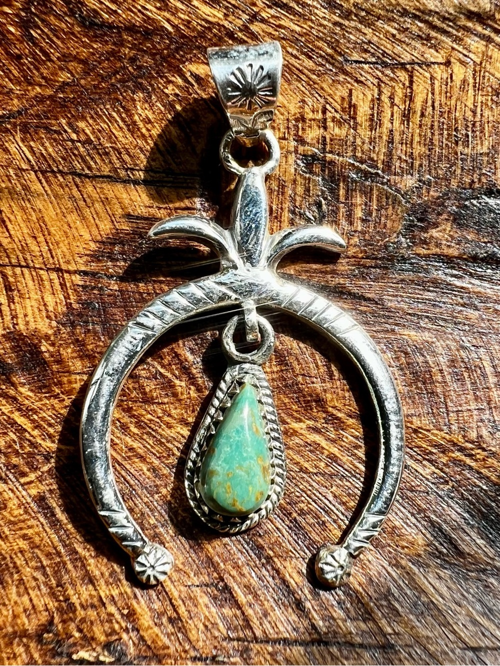 Sterling Silver Kingman Turquoise Naja Pendant Southwest Boho